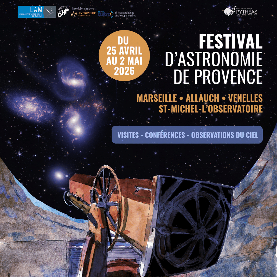 Extrait de l'affiche du Festival d'Astronomie de Provence 2026 qui se déroule du 25 avril au 2 mai 2025.